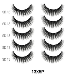 Close-up of knitted-style Laflare lashes for lightweight comfort.