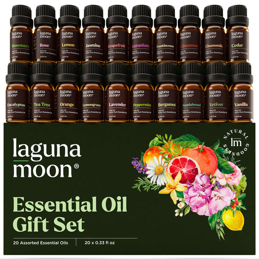 Lagunamoon Essential Oils Set – 20x 10ml bottles displayed together
