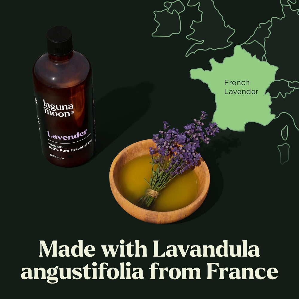True Lavender (Lavandula angustifolia) label on Lagunamoon bottle