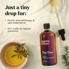 Tea tree essential oil bottle with dropper for candle making and diffusers