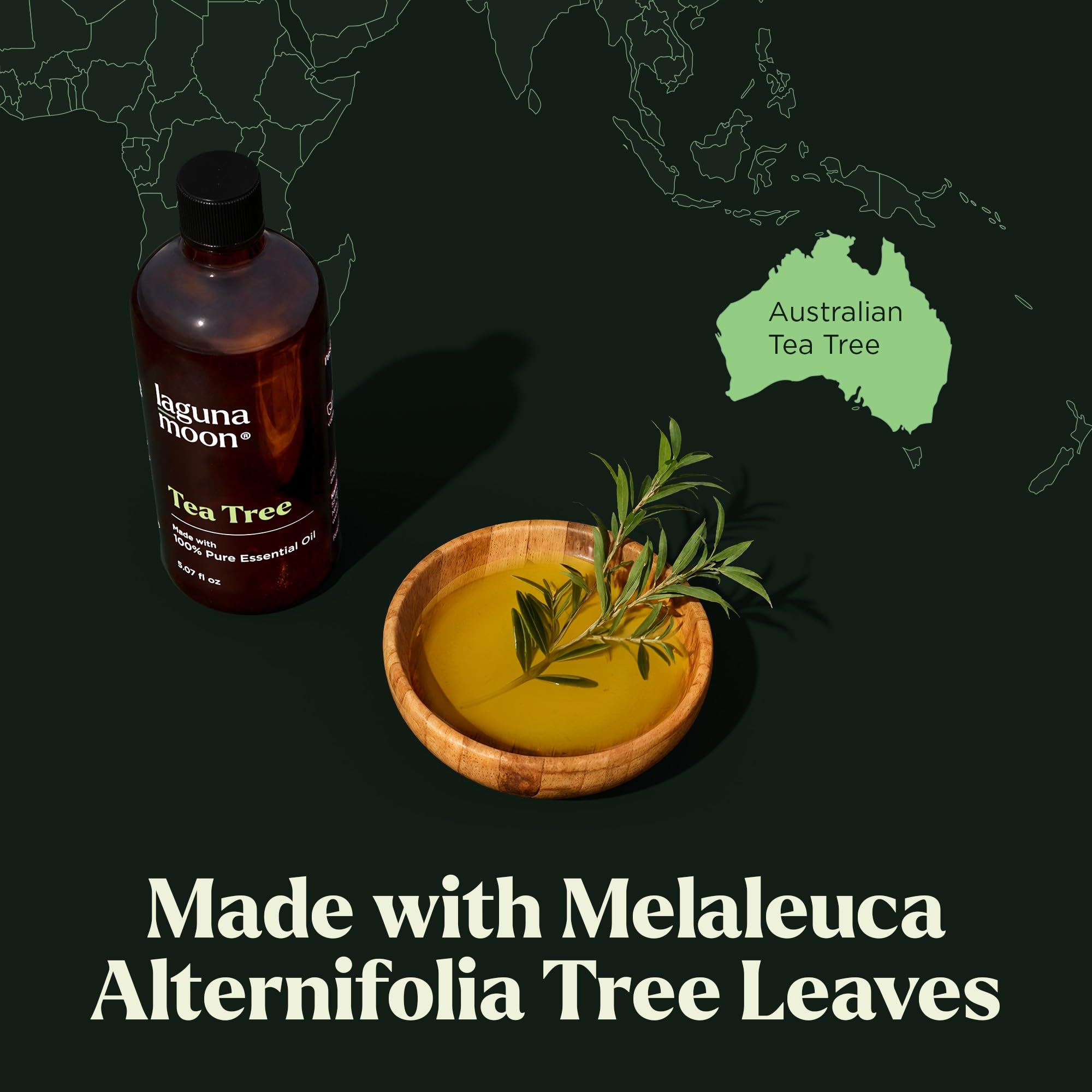 Steam-distilled tea tree oil in 150ml bottle preserving aroma