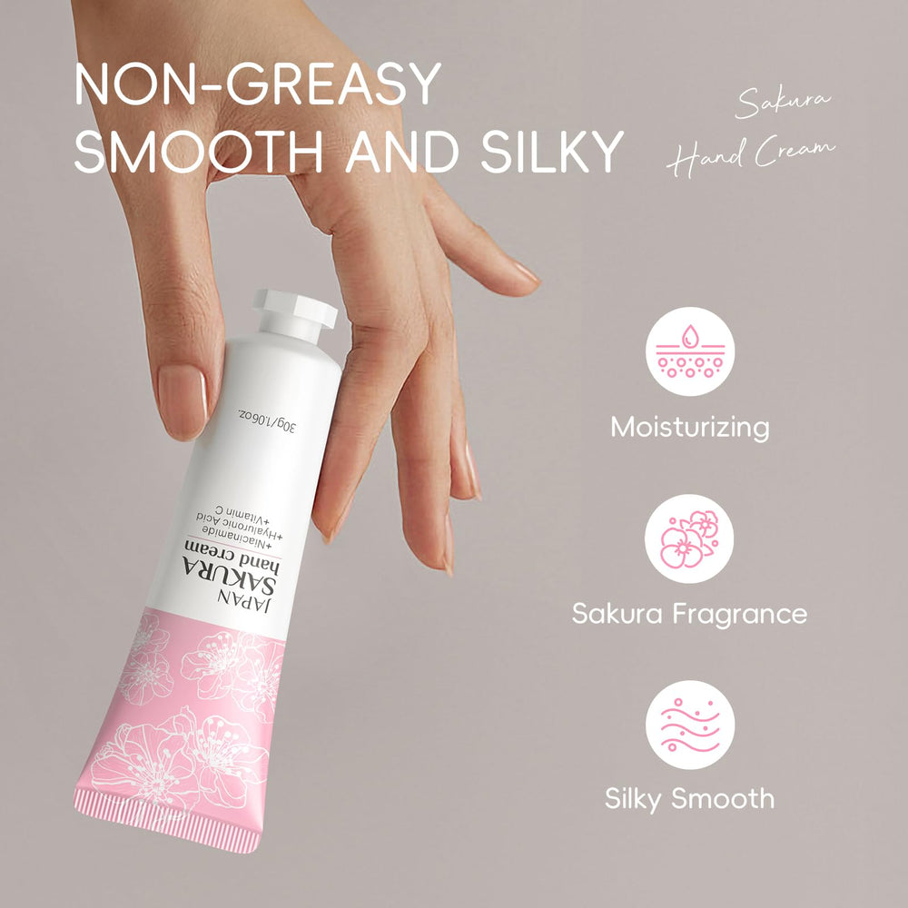 LAIKME Sakura extract hand cream close-up showing delicate floral scent.
