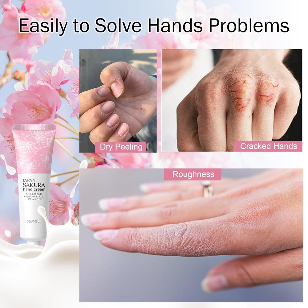 LAIKME Sakura hand cream tubes on desk for quick moisture during work.