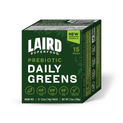 Front view of Laird Superfood Prebiotic Daily Greens powder sachets