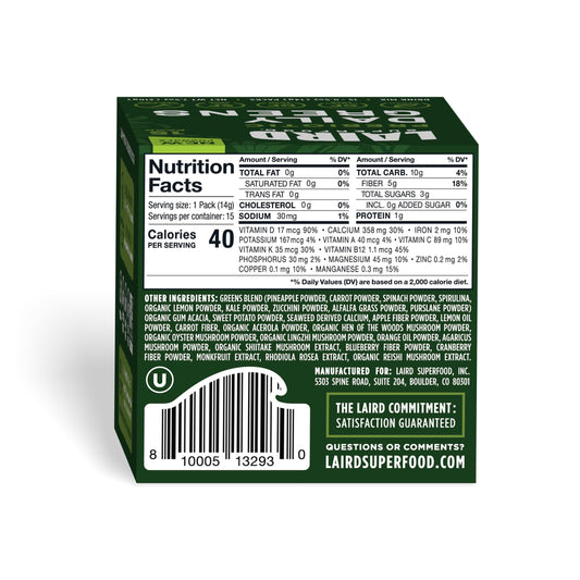 Pack of 15 single-serve sachets for Prebiotic Daily Greens