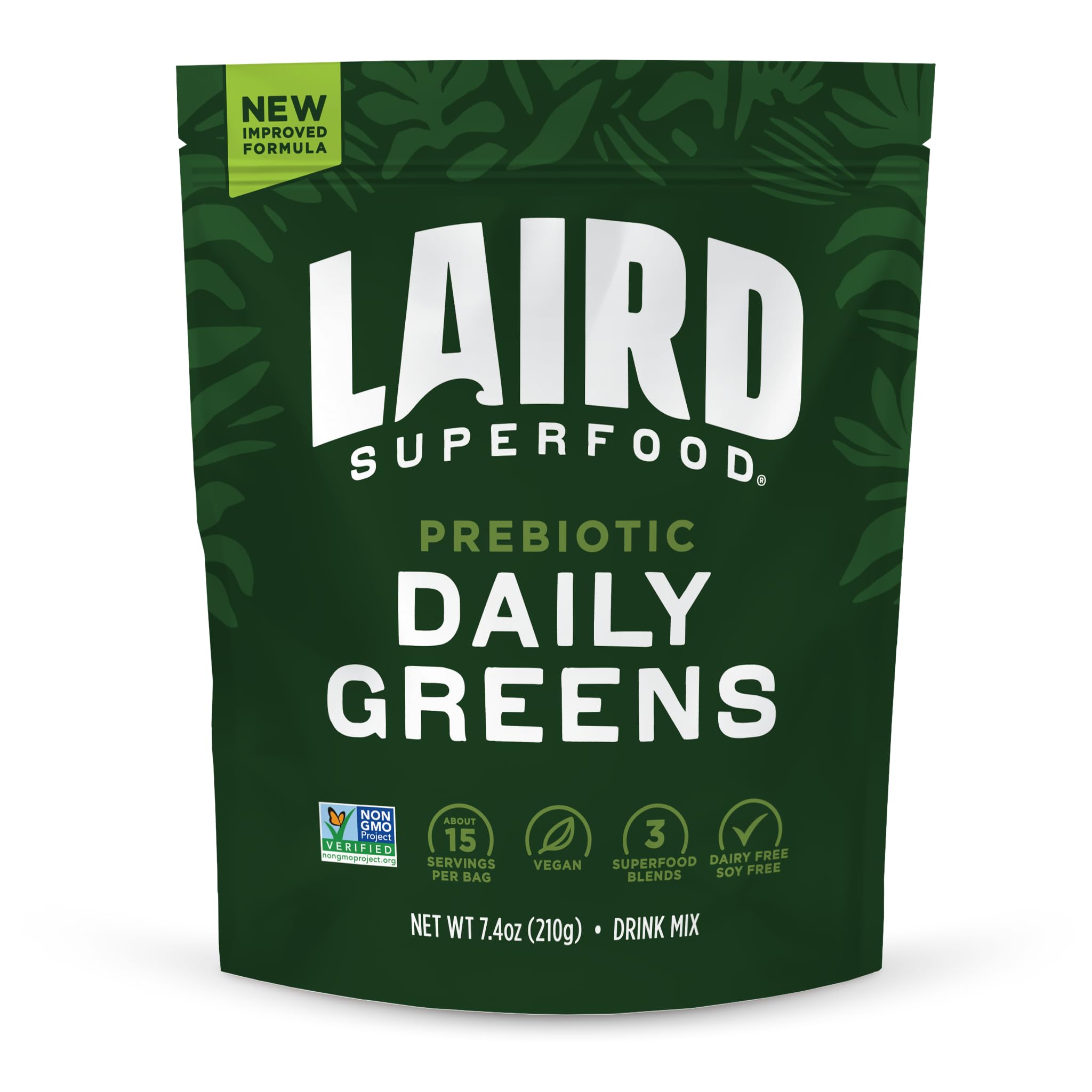 Laird Superfood Prebiotic Daily Greens Powder 7.8 oz bag