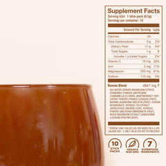 Ingredients overview highlighting tart cherry, acerola cherry, chamomile, hops, baobab and reishi