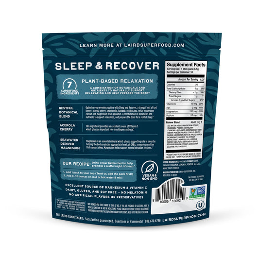 Packaging shot of Laird Sleep & Recover 0.3 oz packet, pack of 10