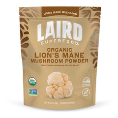 Front view of Laird Superfood Organic Lion's Mane Mushroom Powder 3.17 oz