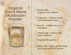 Lion's Mane powder being added to coffee or smoothie