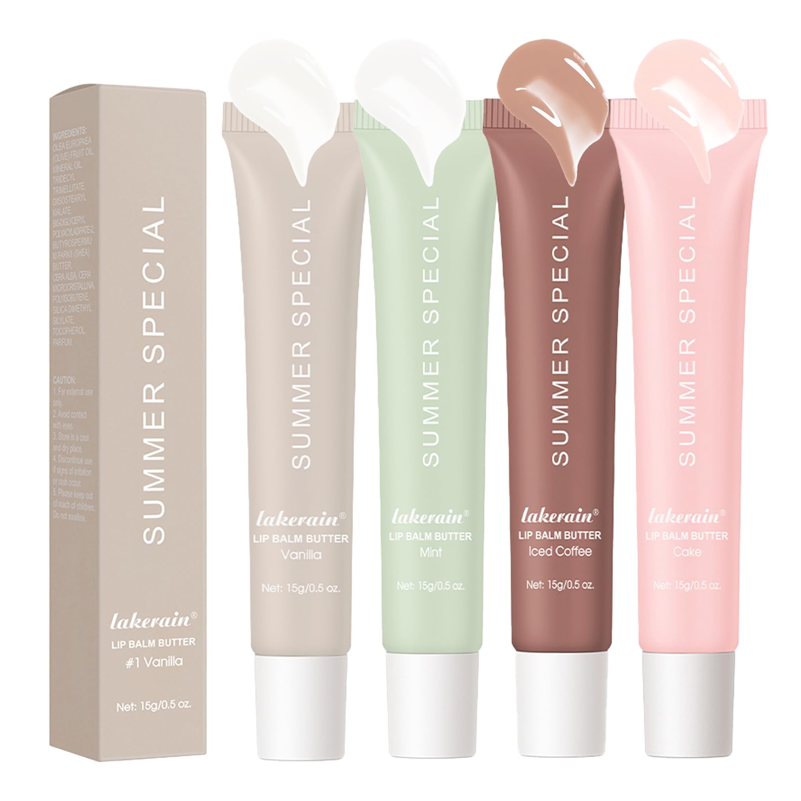 Lakerain lip glossy butter set packaging shows premium hydrating lip care.