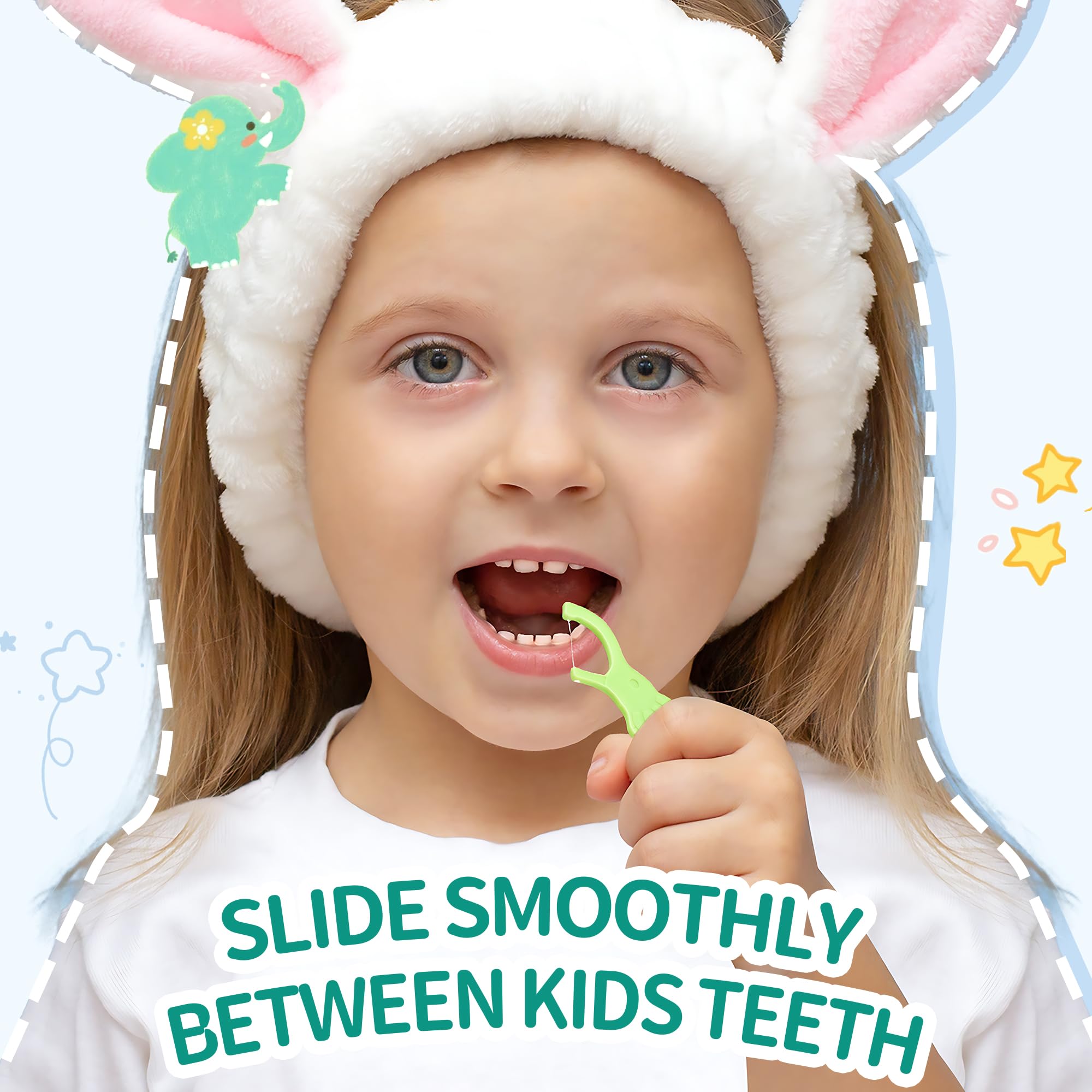 Biodegradable corn-starch material used for Lakeyface kids flossers