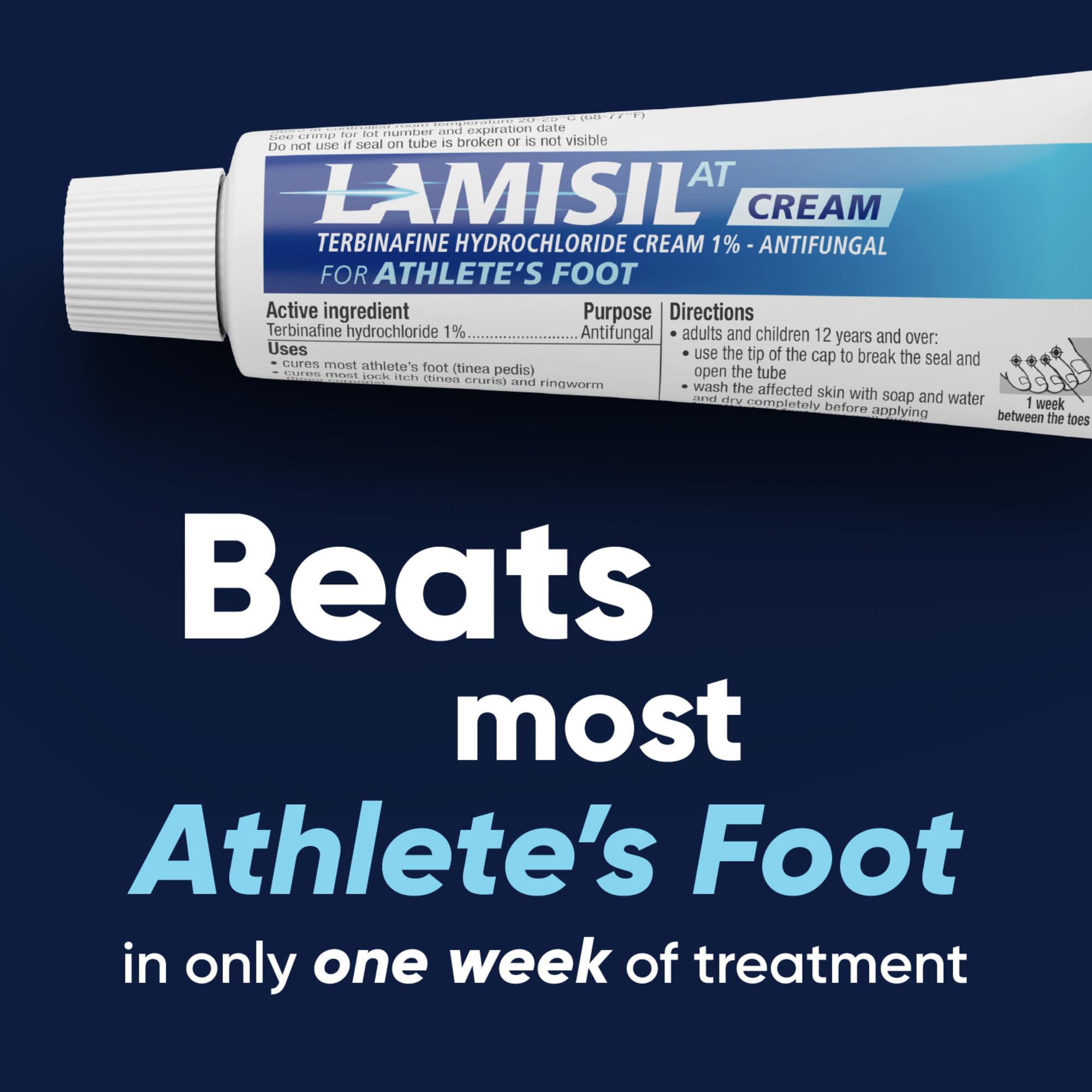 Lamisil packaging with 1 oz tube, travel-friendly antifungal option.