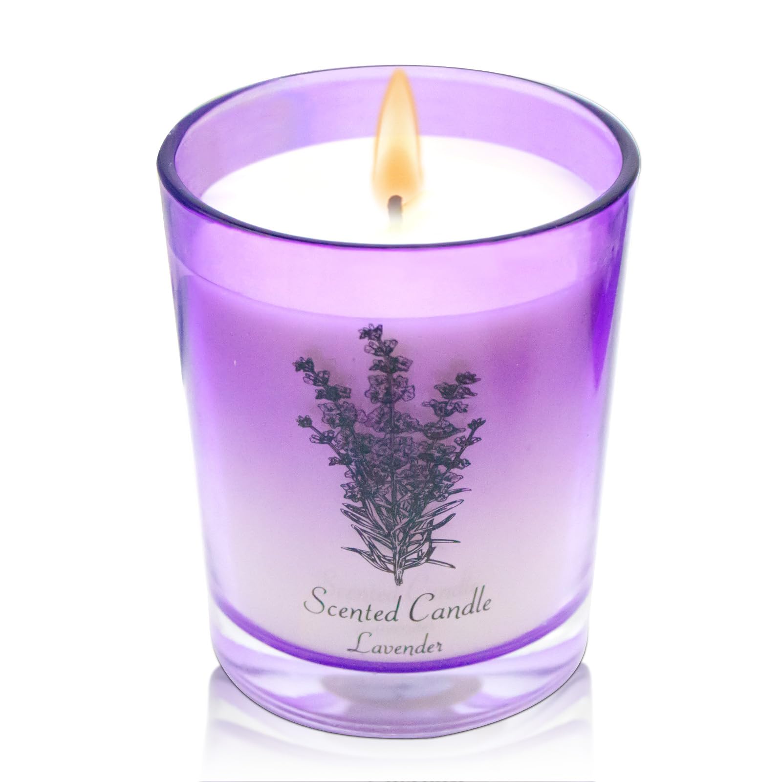 Lamway lavender soy candle jar in pale purple for calming ambience.