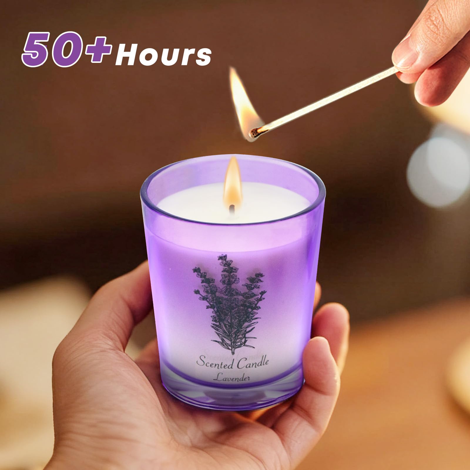 Lamway lavender candle wick burning cleanly for even, soot-free burn.