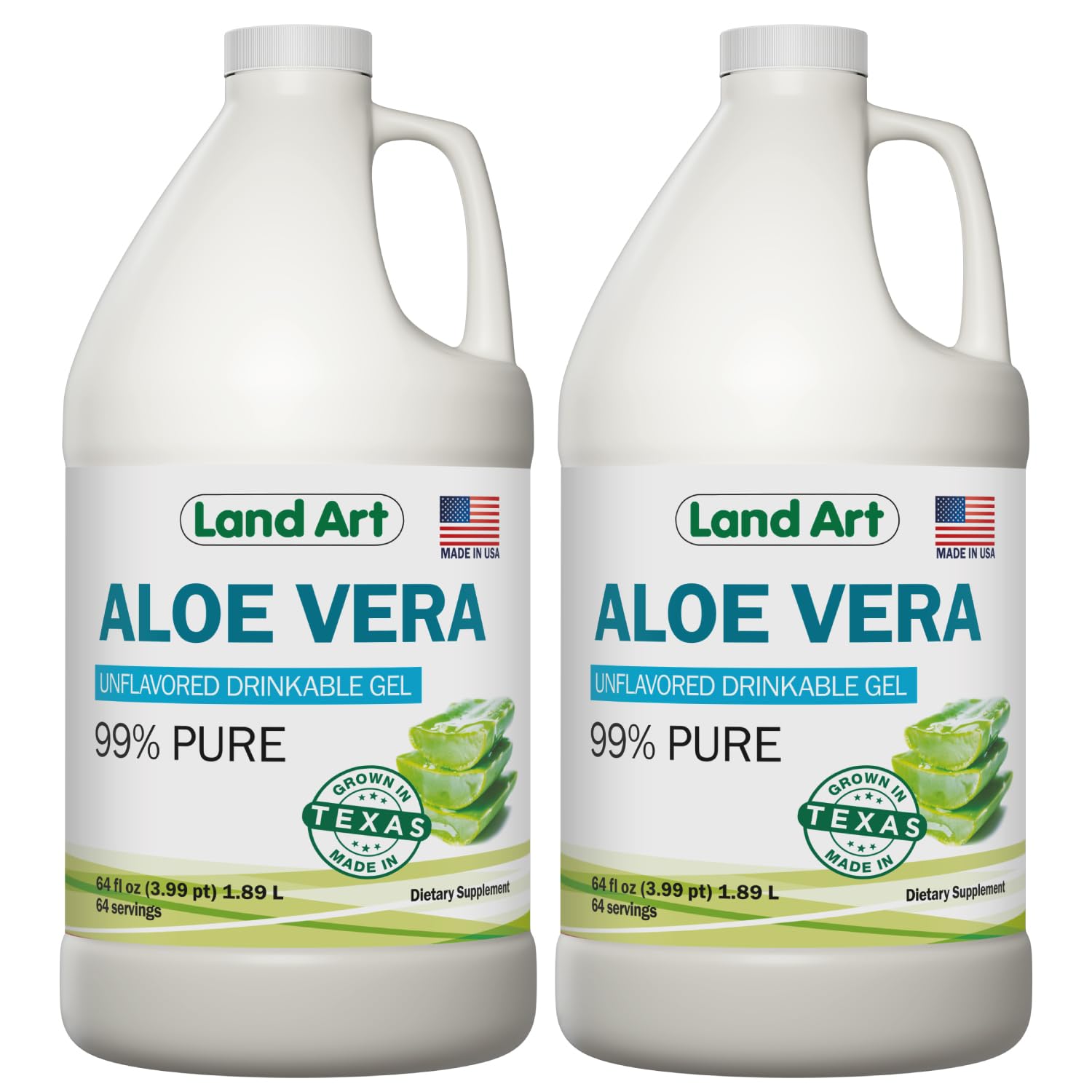 Land Art Aloe Vera Drinkable Gel bottle front for digestive comfort