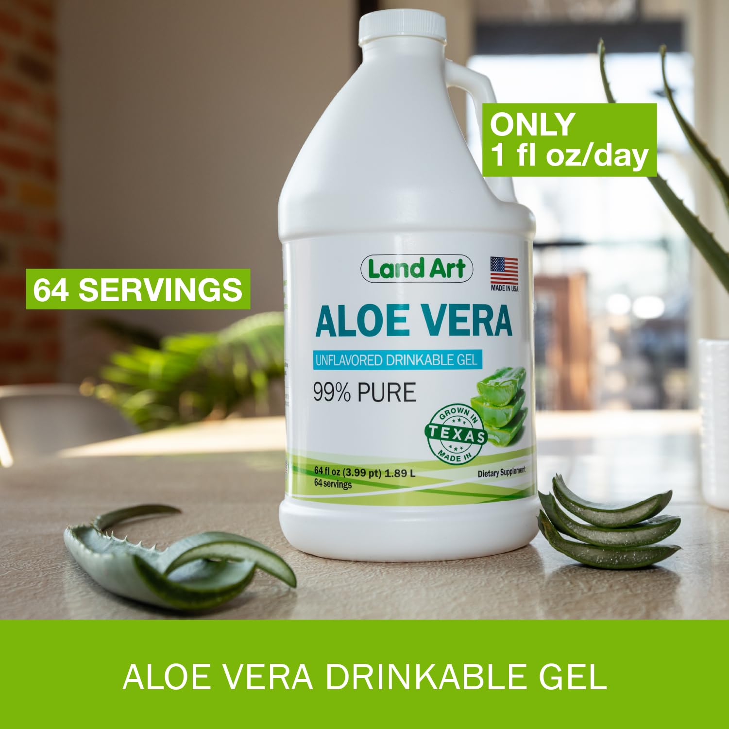 Land Art Aloe Vera Drinkable Gel supports digestion with enzymes