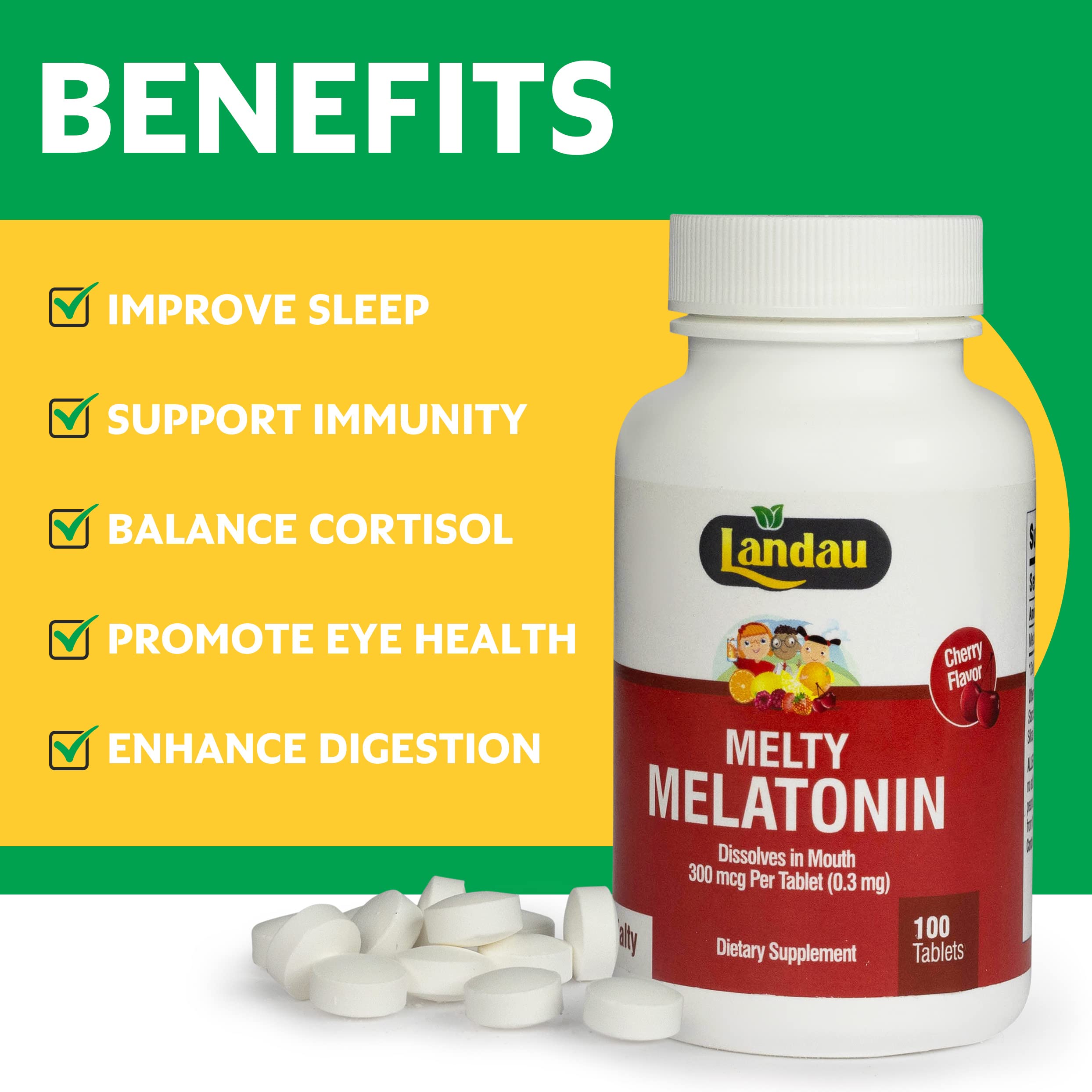 Close-up of melt-in-mouth texture for cherry melatonin tablets