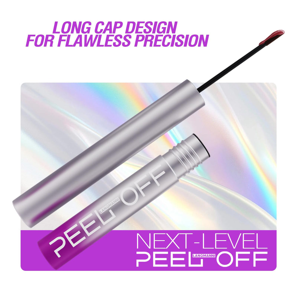 LANGMANNI lip-stain-peel-off application closeup highlights precise line and smudge-resistant finish