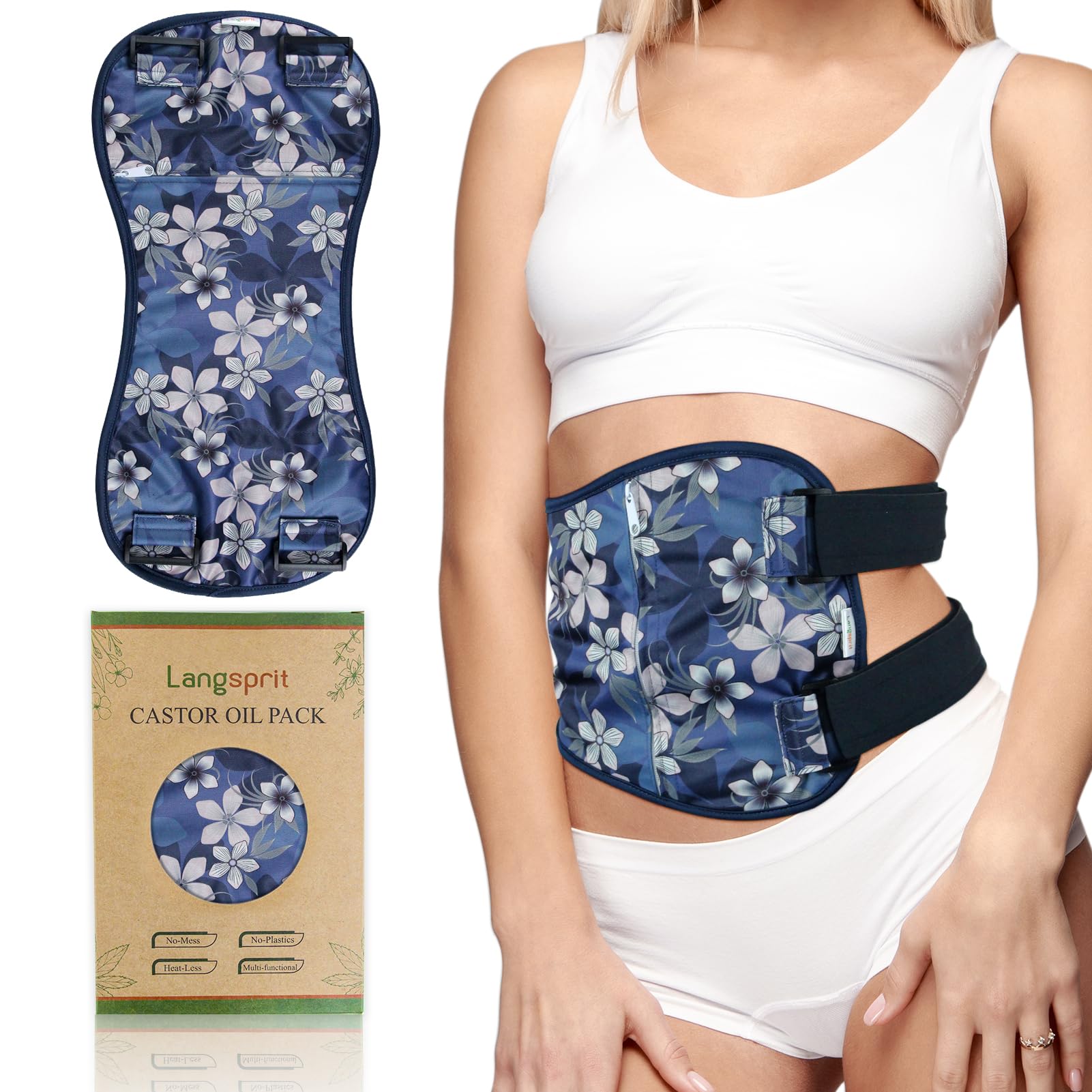 Langsprit Castor Oil Pack Wrap in two-layer organic cotton fabric