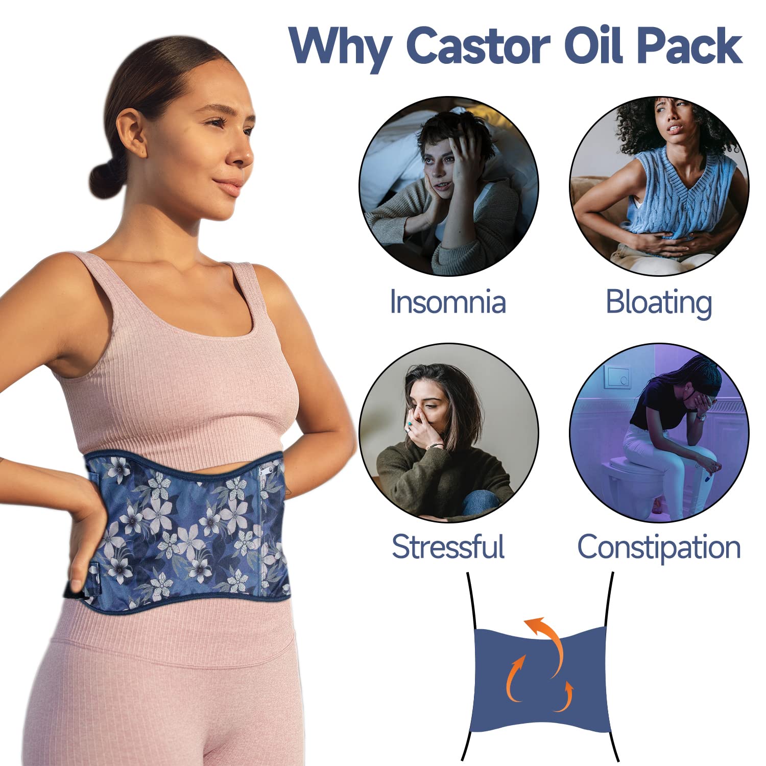 Unisex Langsprit Castor Oil Pack Wrap kit with belts