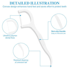 Eight boxes of dental floss picks arranged for display