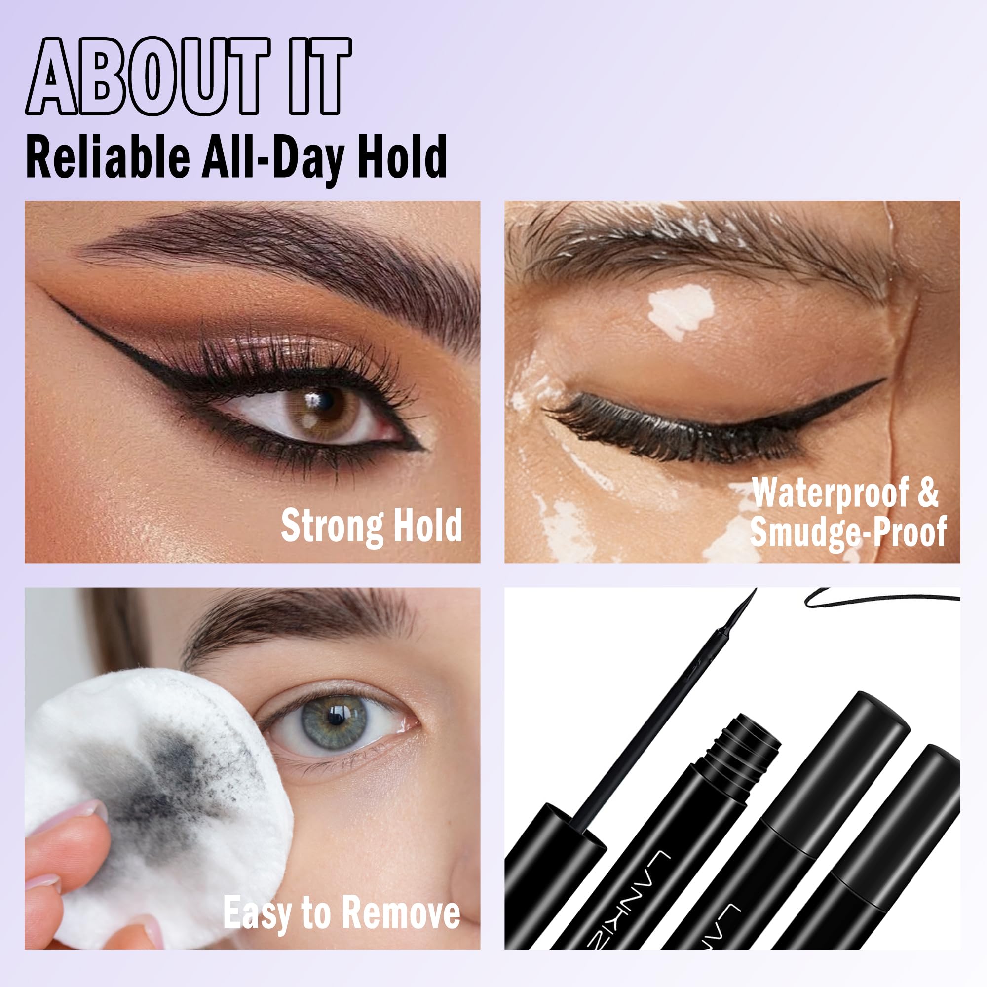 LANKIZ eyeliner bottle applicator highlights easy two-layer lash bond.