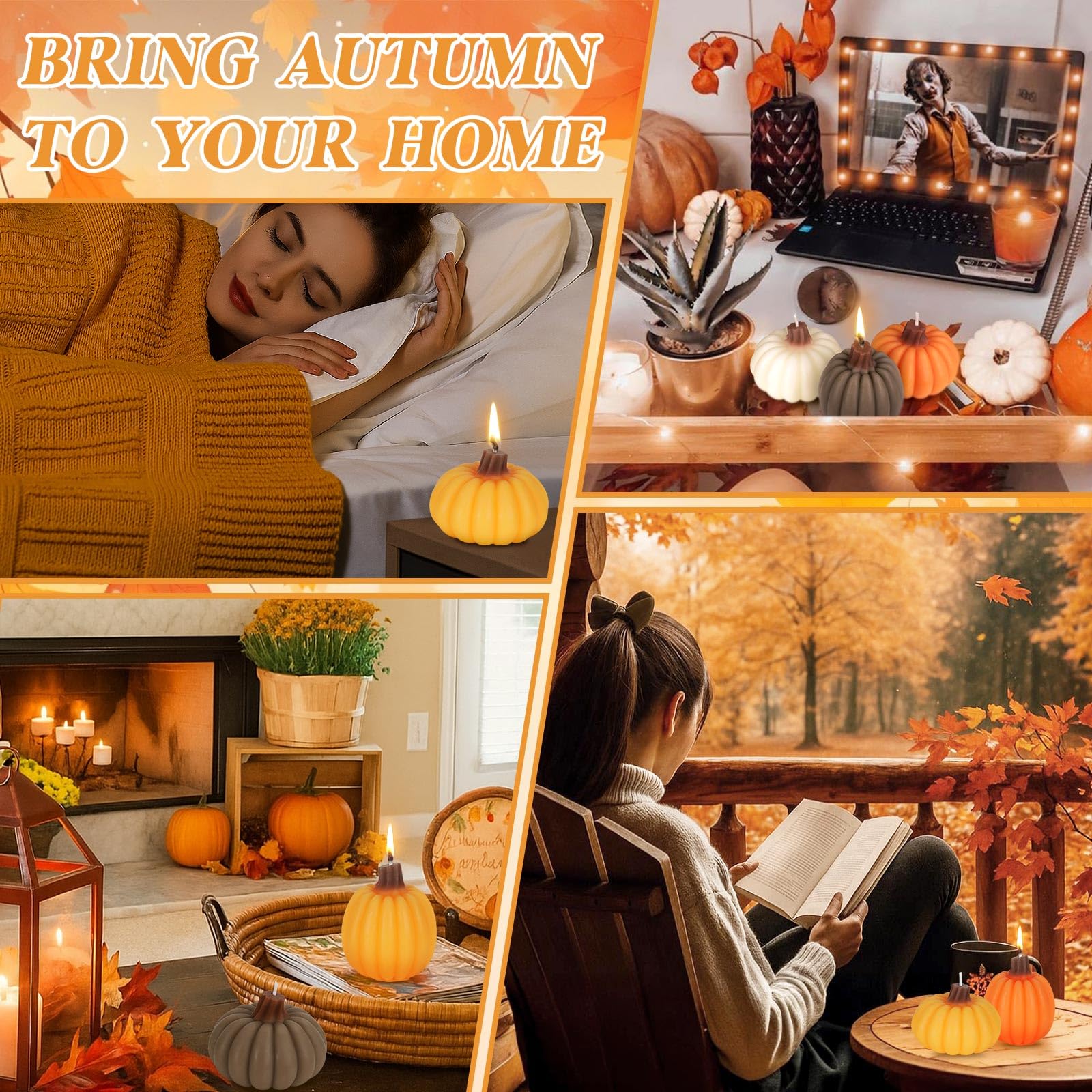Autumn dining table with Lanpn pumpkin-tealight centerpiece