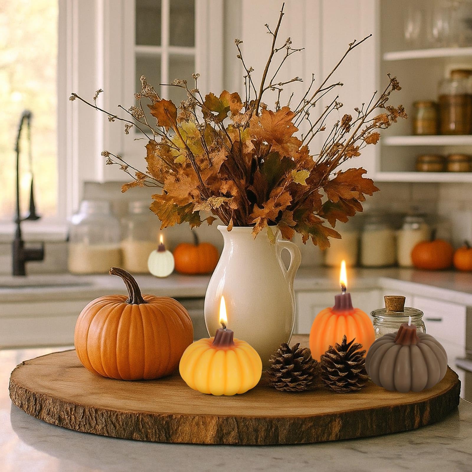Pumpkin-shaped tealight candle from Lanpn autumn set