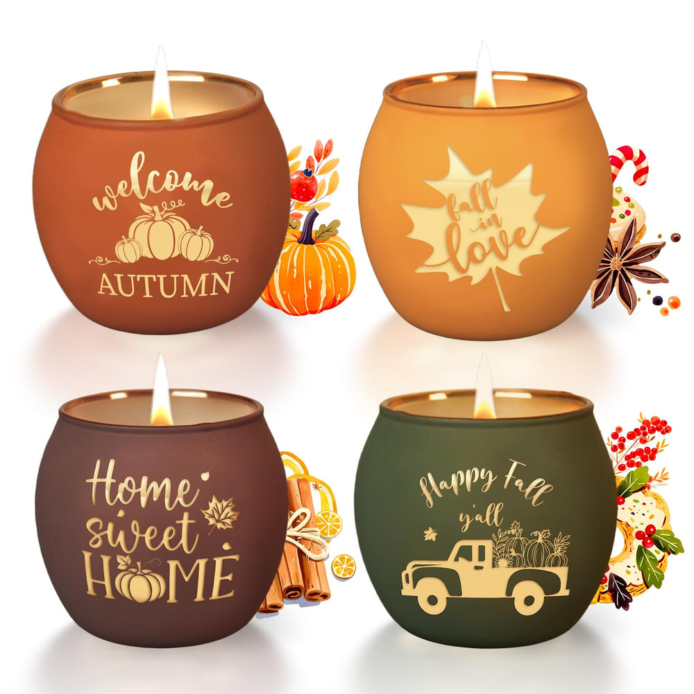 Lanpn Fall Scented Candles Gift Set - 4-pack in glass votive holders