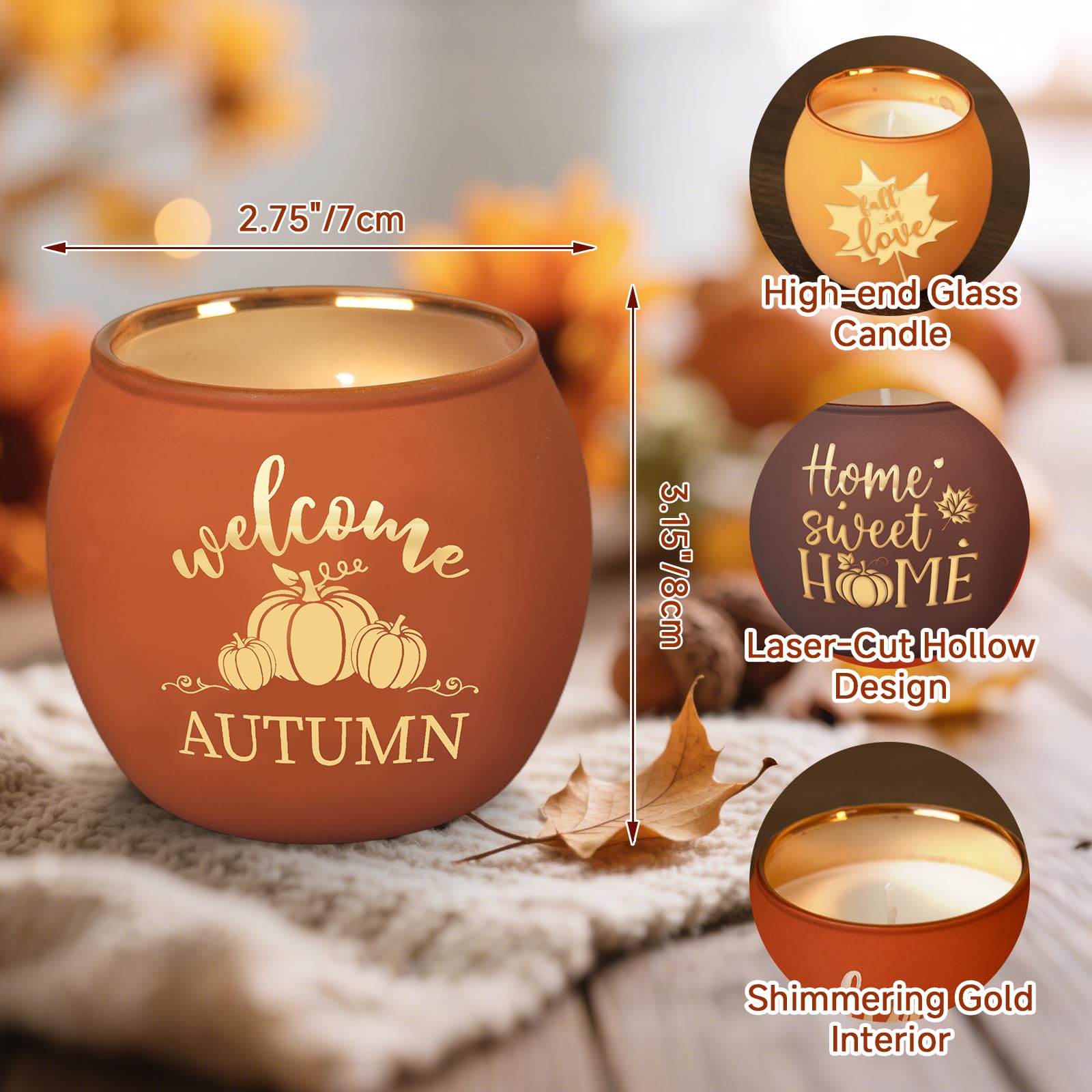 Clove Cinnamon scented candle in glass votive holder
