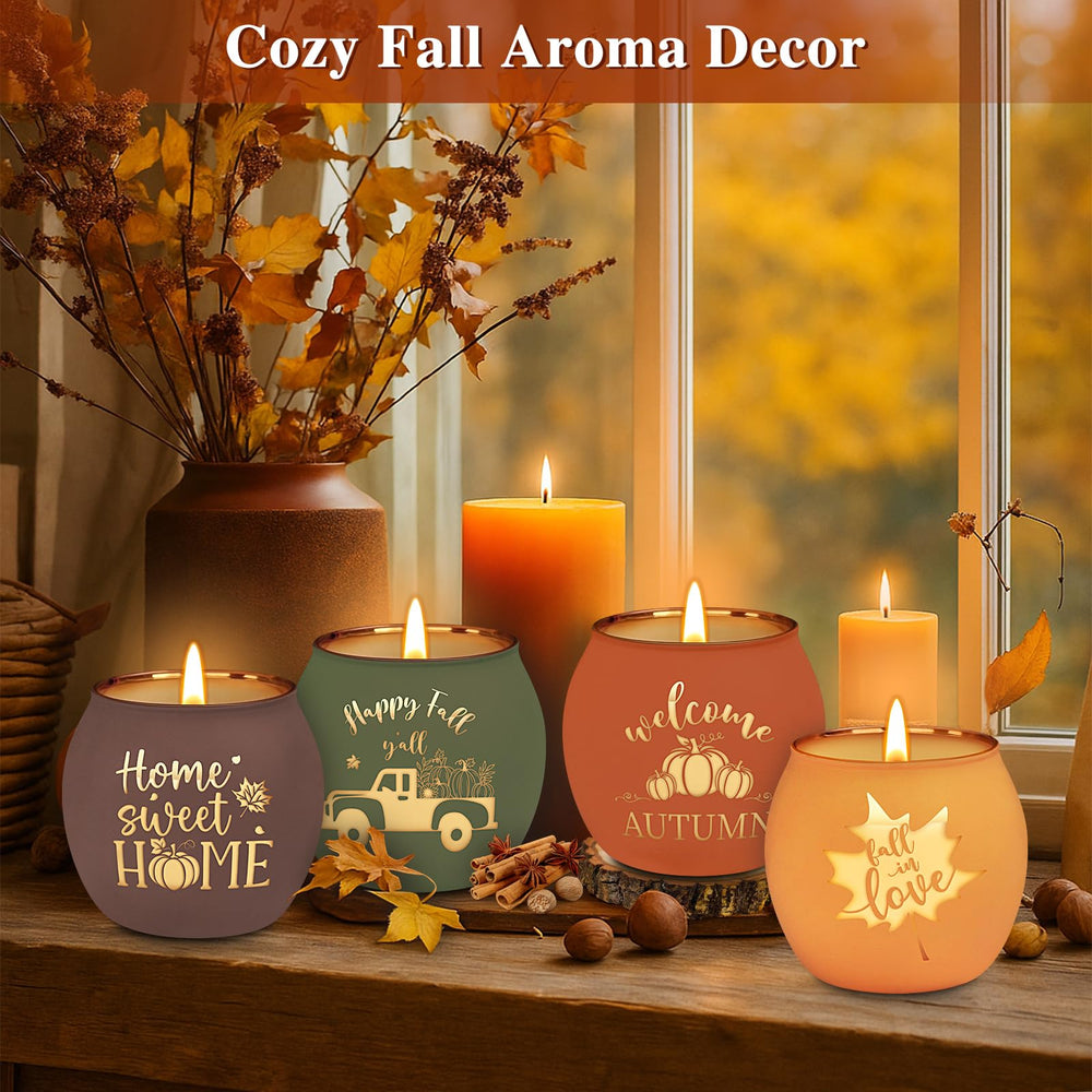 Elegant gift-ready candle set packaging for autumn decor