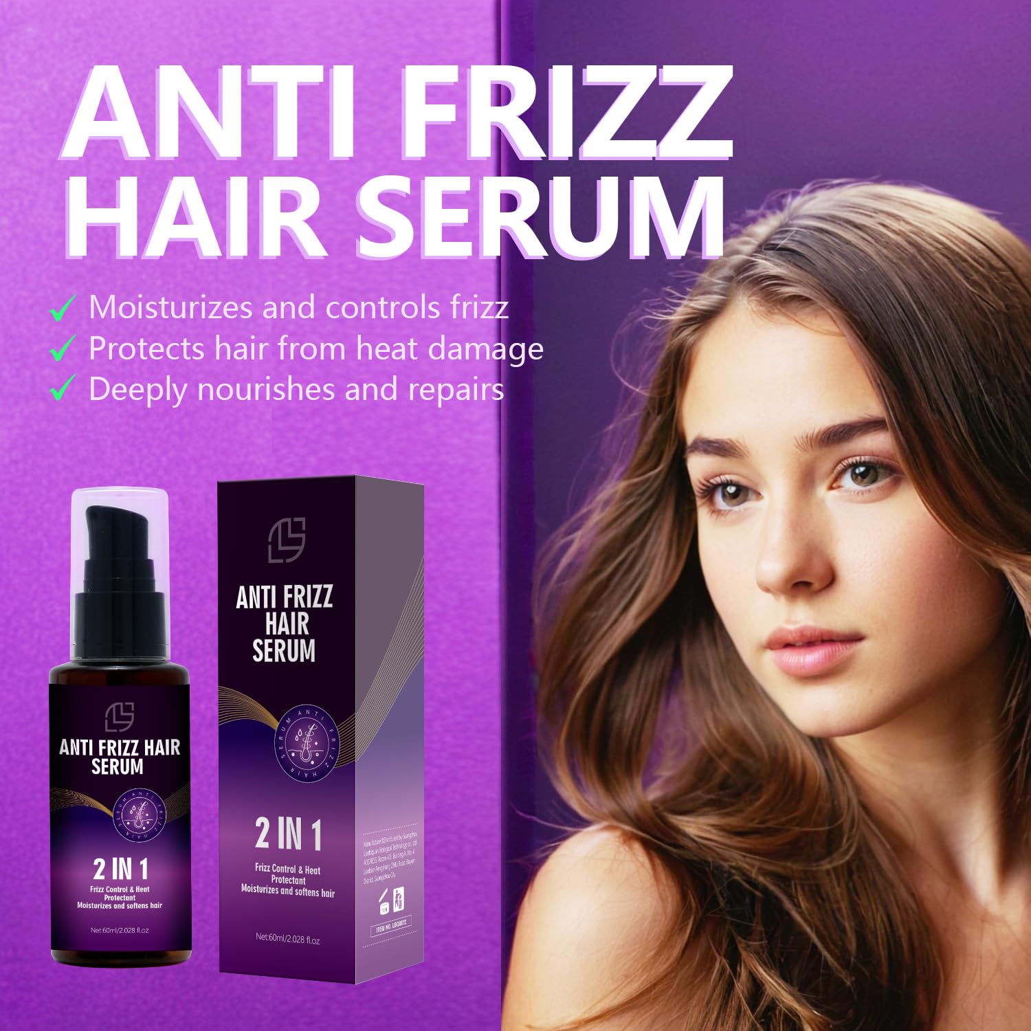 Lanthome serum pump dispenser for easy application to frizz