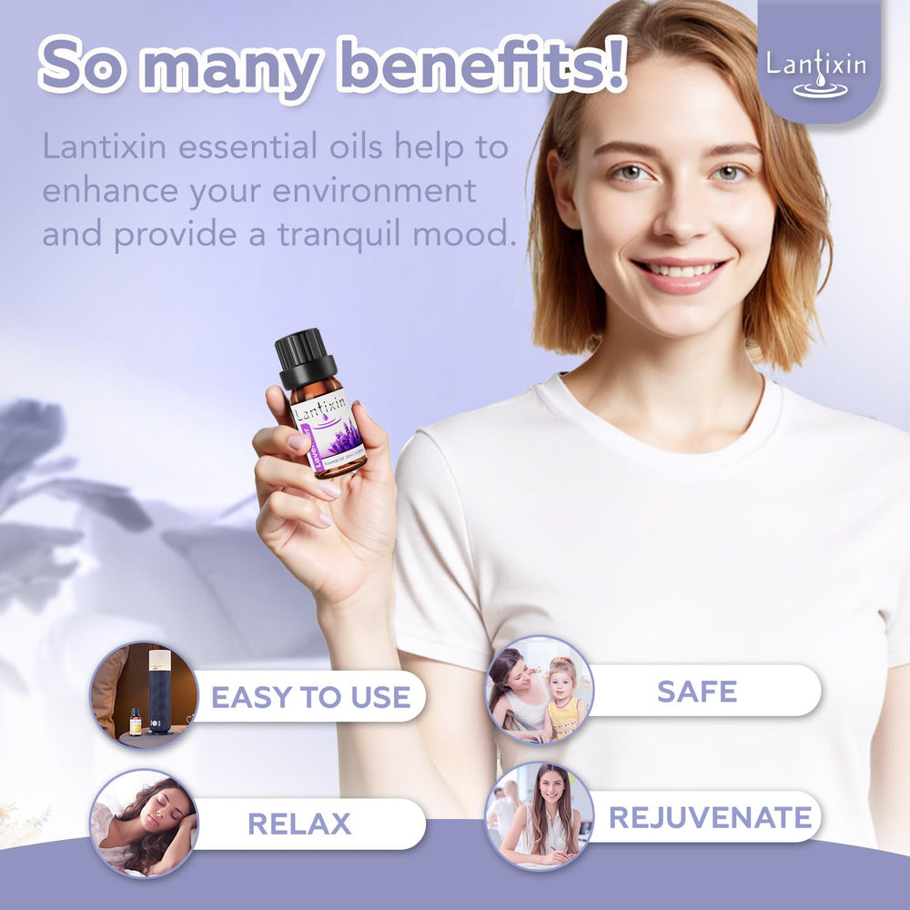 Close-up of Lantixin essential oil blends bottle