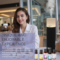 Home aromatherapy scene with diffuser and soft lighting.