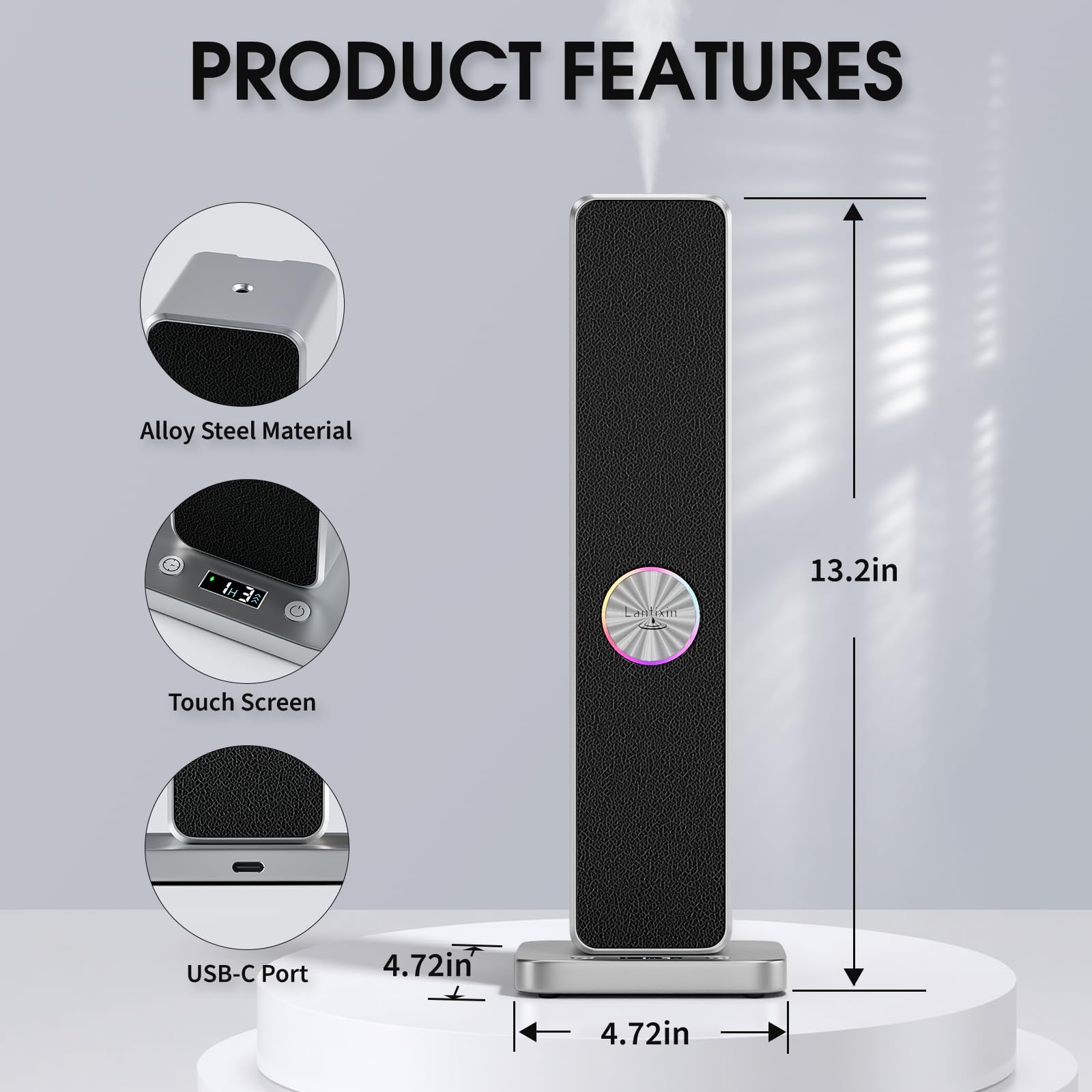 LANTIXIN nano atomization diffuser in living room demonstrates ultra-quiet operation.