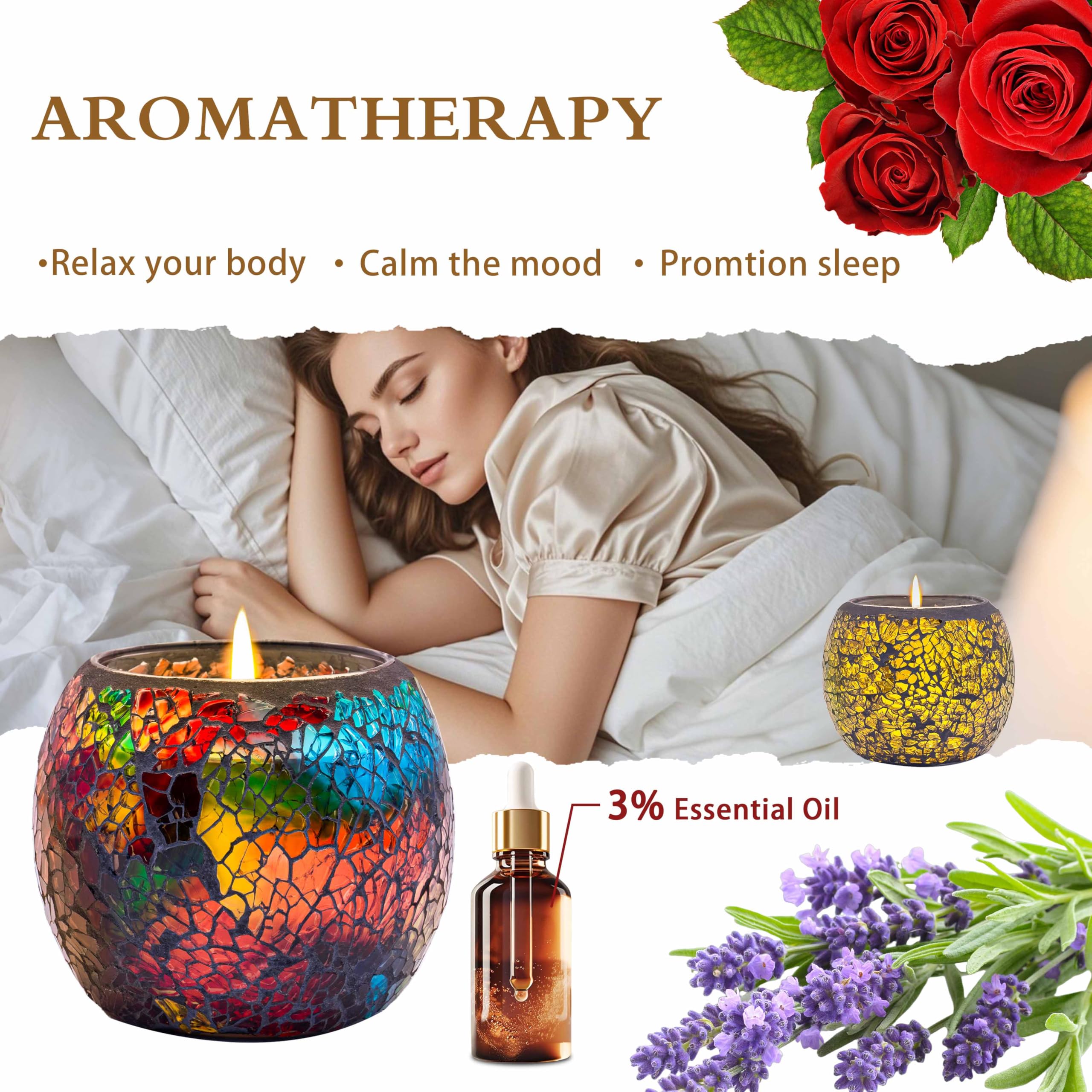 Larcenciel mosaic glass candle coffee awakens morning energy and focus.