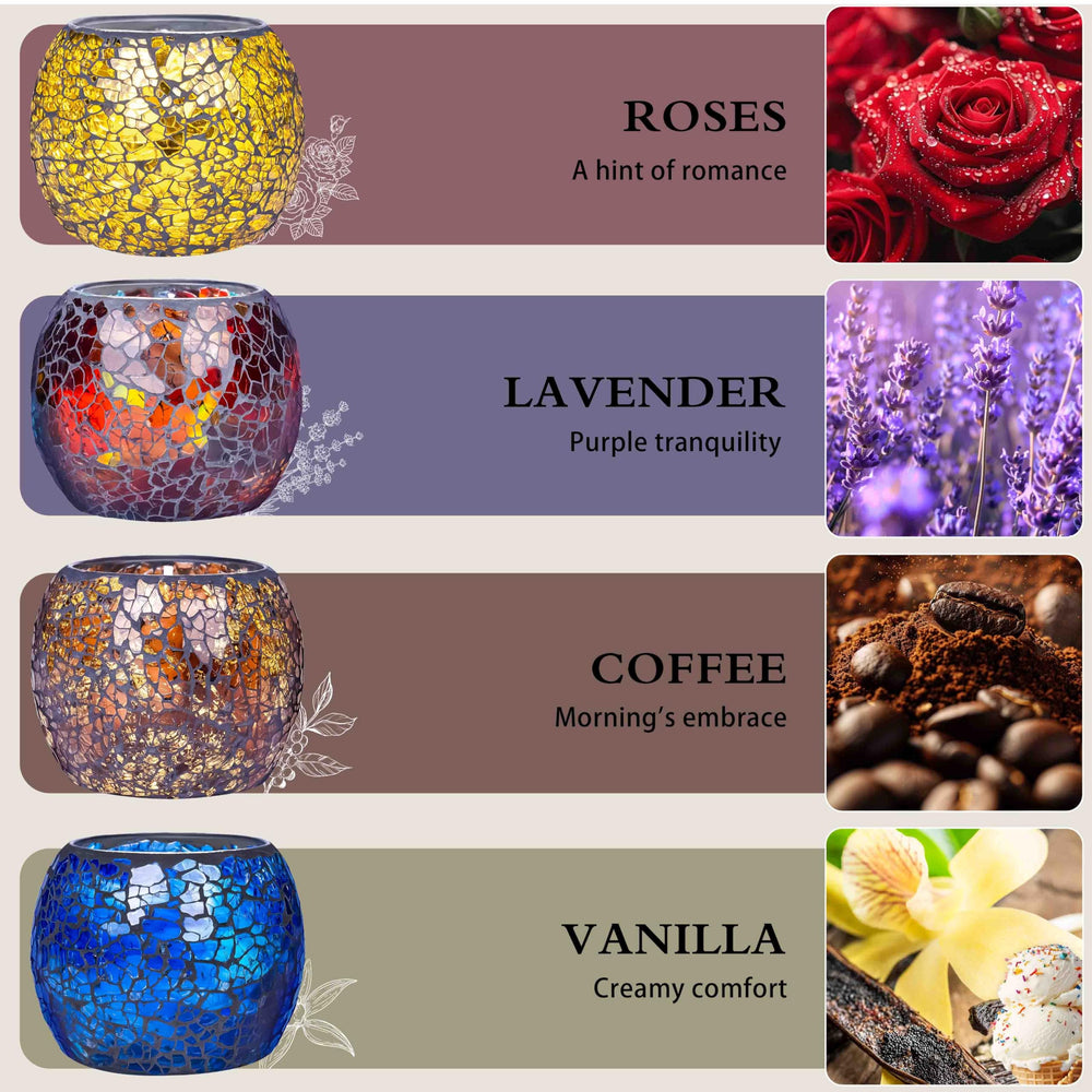 Larcenciel mosaic glass candle glow highlights table centerpieces and decor.