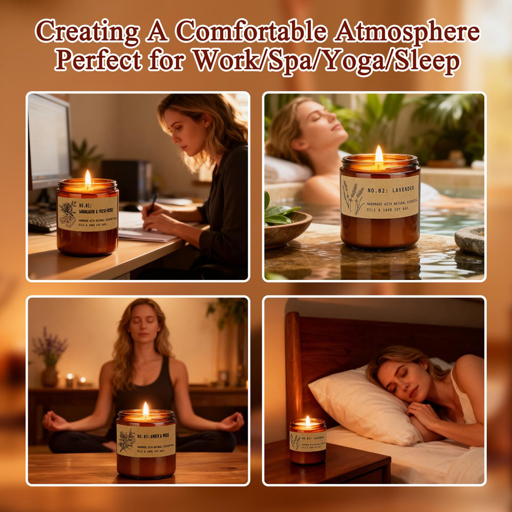 Sandalwood Rose scented candle in amber jar