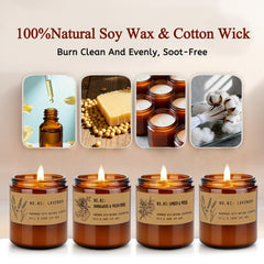 Lavender scented candle in amber jar (two in set)