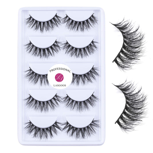 LASGOOS 3D mink lashes A14 pack close-up, dramatic volume for enhanced eyes