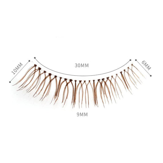 LASGOOS brown natural false eyelashes provide light volume for subtle eye definition.
