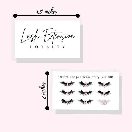Lashicorn loyalty card back showing punch-for-refills layout for future visits.