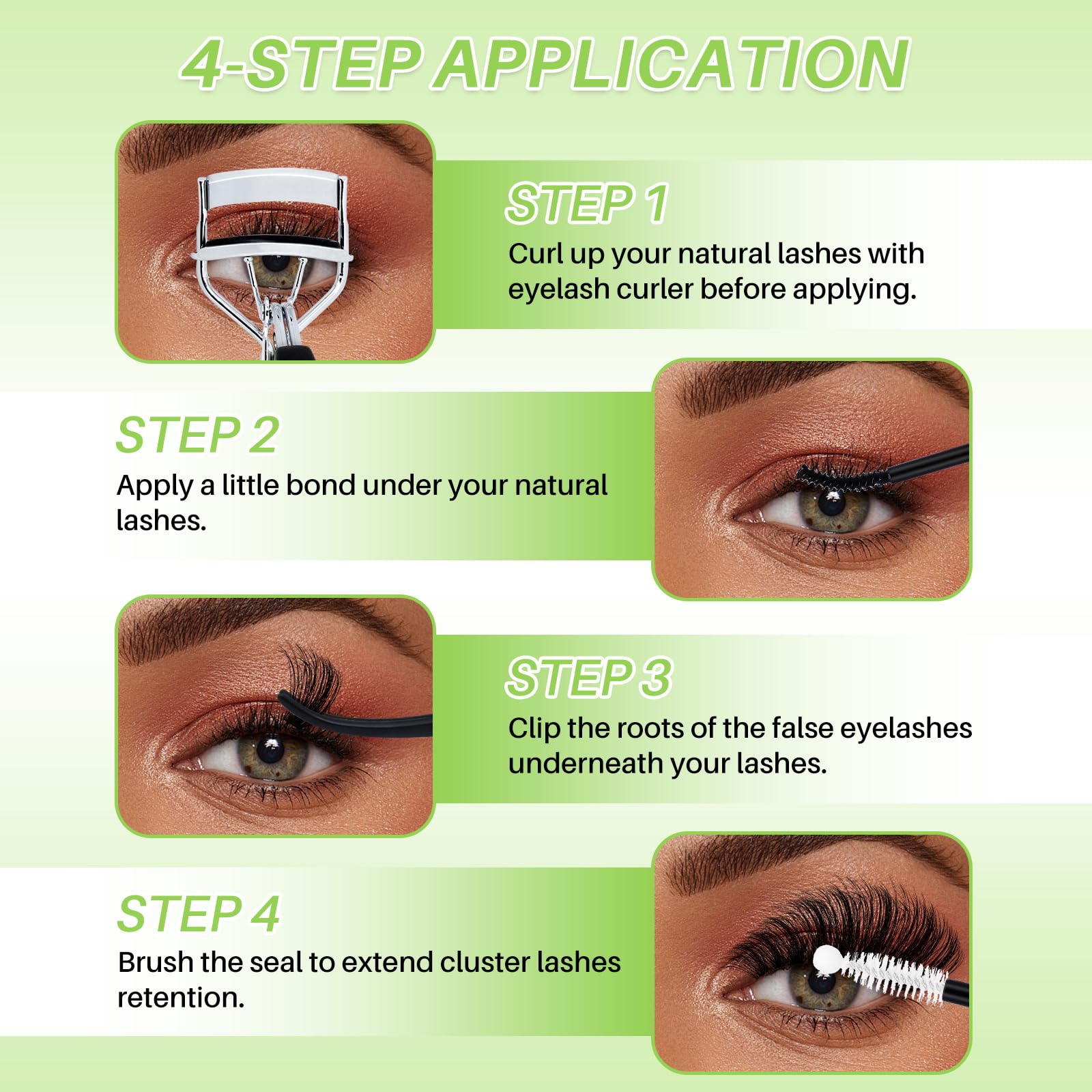 LASHSUN 4 style mixed cluster lashes natural flutter.