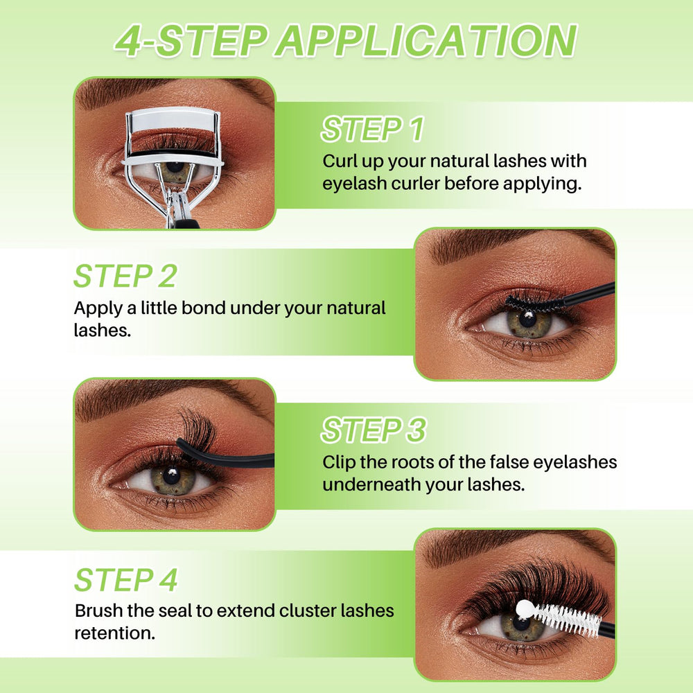 LASHSUN 4 style mixed cluster lashes natural flutter.