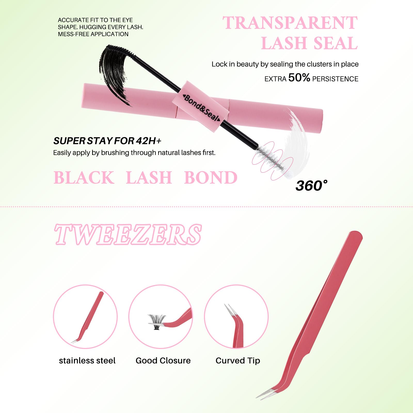 LASHSUN stainless steel lash tweezers with precise grip tip