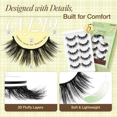 LASHVIEW CV219 on eye showing natural cat-eye wispy look.