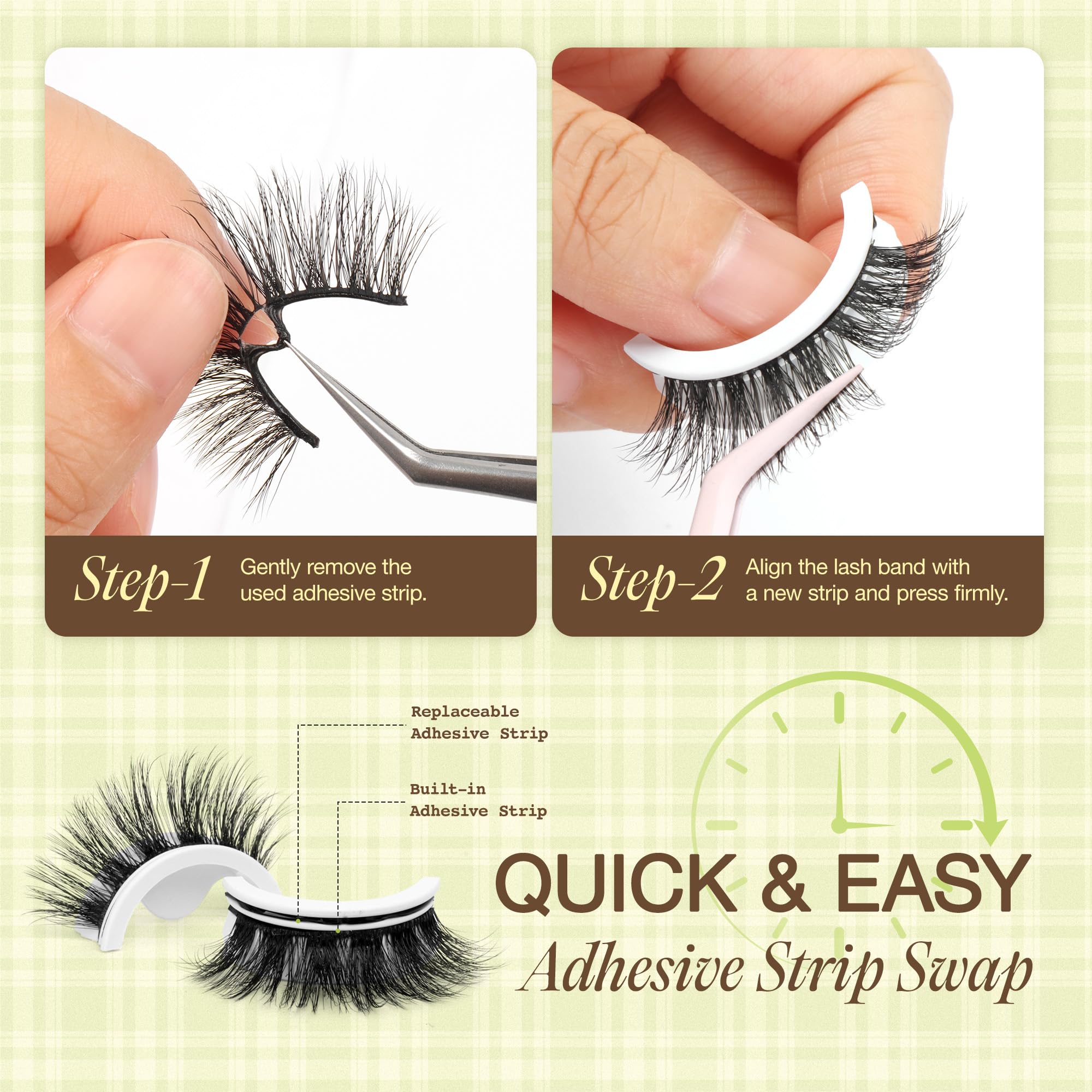 LASHVIEW CV219 replacement adhesive strips packaging for multiple uses.