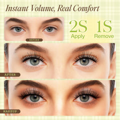 LASHVIEW press-on lashes application demonstrating glue-free use