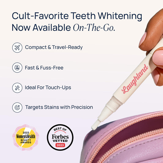 Close-up of whitening gel being dispensed from the pen